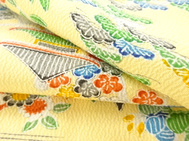  未使用品　流水に楼閣模様小紋着物